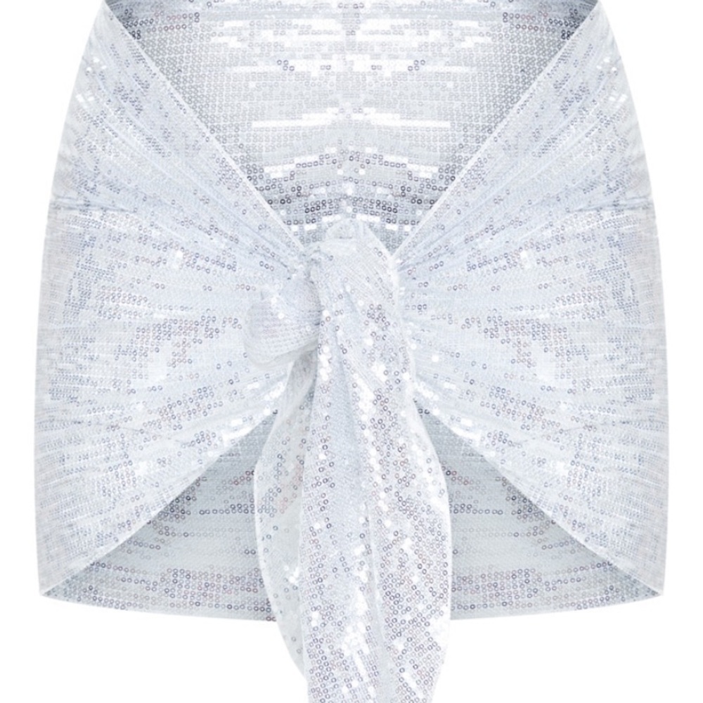 Plus Silver Sequin Mini Sarong